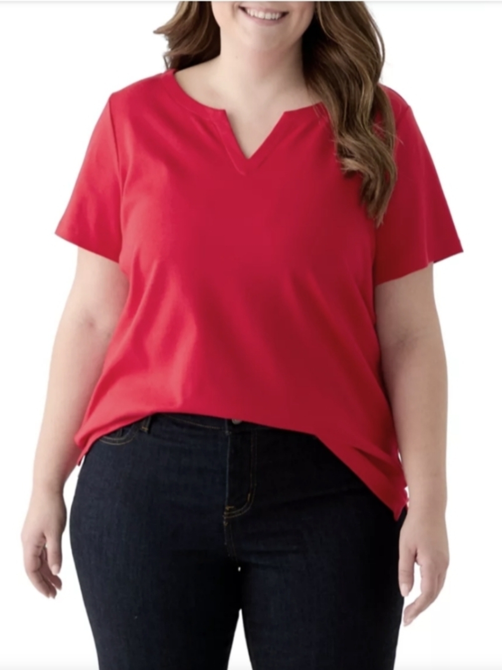 Red V-Notch Short Sleeve Tee Size PL